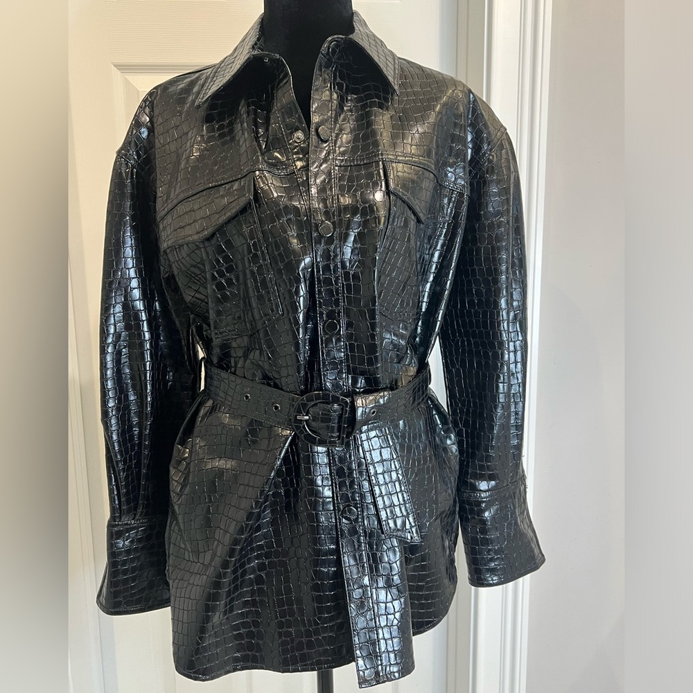 Zara Faux Leather Croc Shacket size S